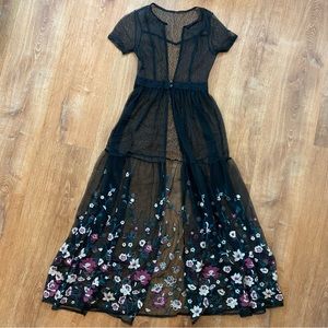 Romantic embroidered mesh duster / dress